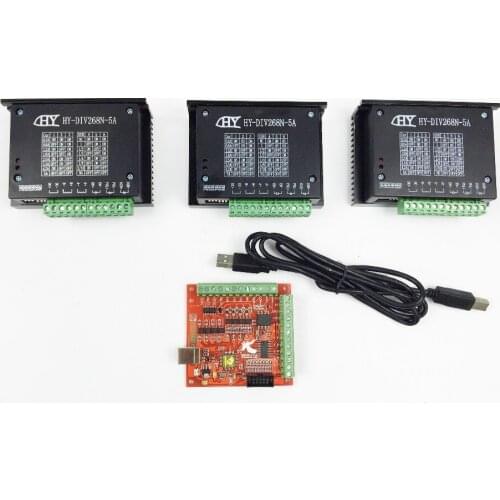 CNC TB6600 mach3 usb 3 Axis Kit, 3pcs TB6600 1 Axis Driver + one mach3 4 Axis USB CNC Stepper Motor Controller card 100KHz