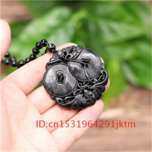 Gifts Jade Amulet for Natural Bat Pendant Accessories Men Jewelry Obsidian Charm Black Green Chinese Necklace Hand-Carved