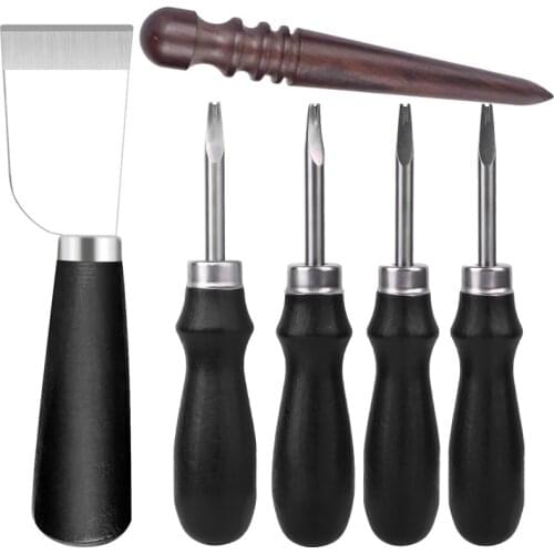 KAOBUY 6PCS Leather Craft Tools Leather Edge Beveler Leather Cutting Knife Edge Slicker Burnisher For DIY Leather Craft