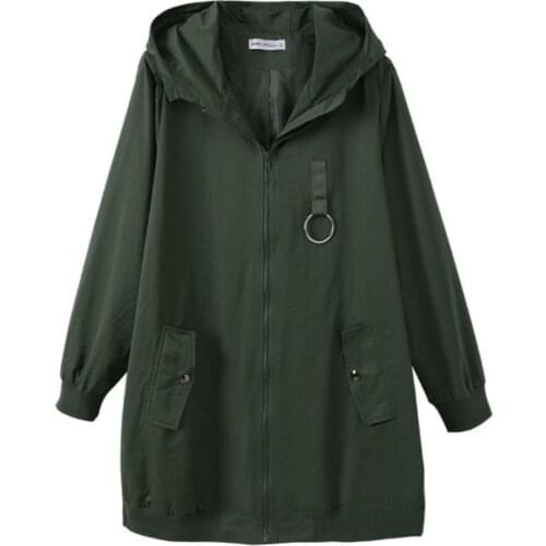 Plus Size 10XL 9XL 8XL 4XL Womens Long Sleeves Autumn Spring Trench Coats Femme Hooded A-line Casual Tops Slim Long Overcoats