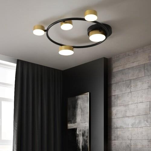 Modern Led Ceiling Lamps New RC Dimmable for Dining Room Kitchen Foyer Bedroom Black Gold Round Hanging Chandelier Lighting