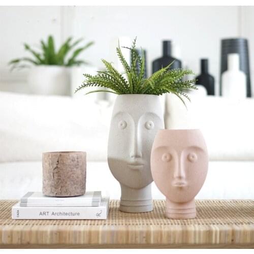 Man face Flower Vase head Home Decoration Accessories figure head vase planter wake-up vase table top art vase for dry flower