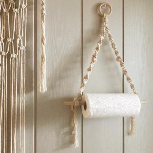 Scandinavian Style Wall Rope Hanging Wooden Rack Stick Tassel Storage Bedroom Living Room Kitchen Office New Home Decor