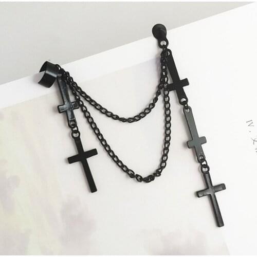 Cross Earrings For Women Jewelry 2021 Korean Fashion Tassel Earrings Grunge 2021 Trendy Ear Cuff Hiphop/Rock Earring Wholesale