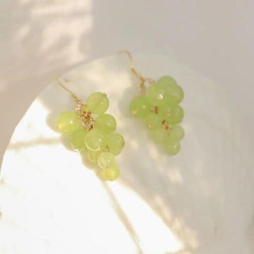 AOMU Lovely Design Purple Beads Grape Drop Earring For Woman Jewerly Earrings female wedding earrings party wedding jewelry gift