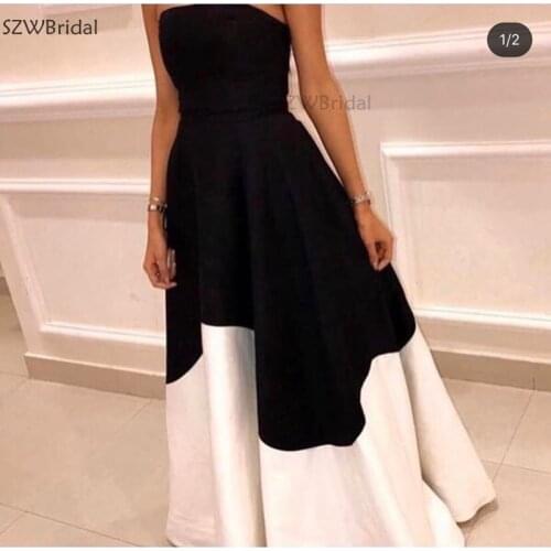 New Arrival Black white formal dress evening gowns 2021 A-Line Vestidos de fiesta Cheap Party dresses woman party night