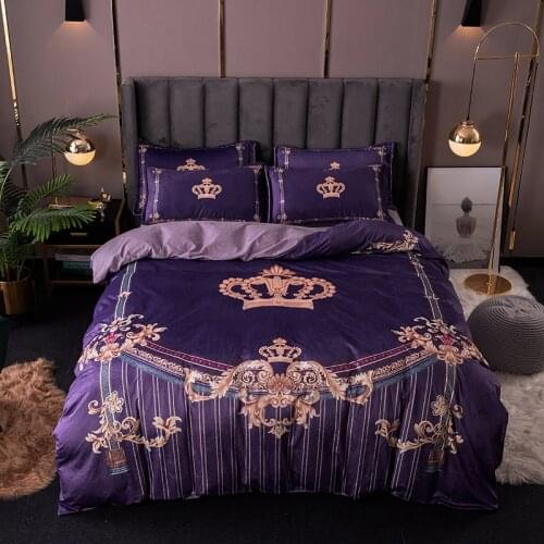 2020 Flannel Velvet Classic digital printing Bedding Set Warm Fleece Duvet Cover Bed Sheet Pillowcases Queen King Size 4Pcs