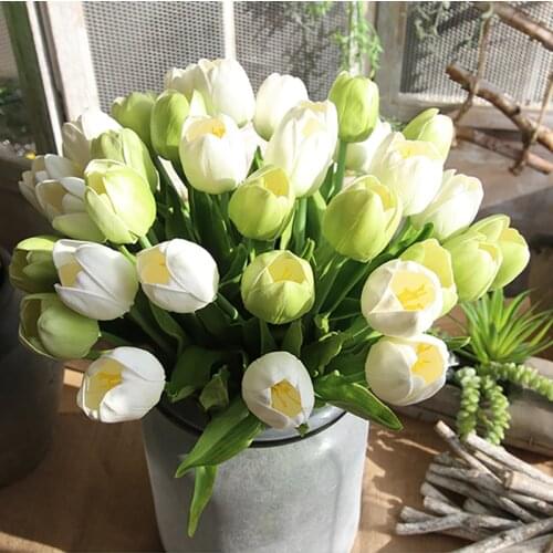 10PCS Tulip Artificial Flower Bouquet Real Touch Artificial Fake Flowers for Home Wedding Decoration indoor Garen Decor