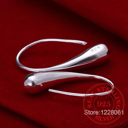 Pure Real 925 Sterling Silver Teardrop Earrings For Women Girls Children Kids Jewelry Orecchini Aros Aretes boucle d'oreille