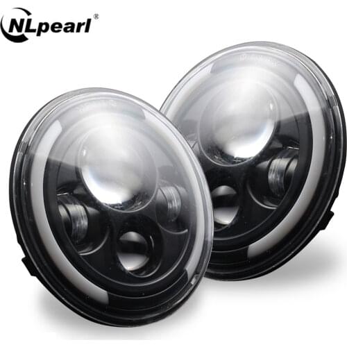 NLpearl 7Inch LED Headlights Filed 4x4 For Jeep Wrangler JK Off Road Angle Eyes for Lada Niva Urban Round HeadLight 12V 24V