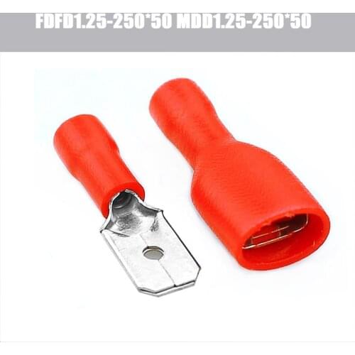 FDFD1.25-250*50 MDD1.25-250*50 Red Male Female male electric wire connections Crimp Terminal Connectors