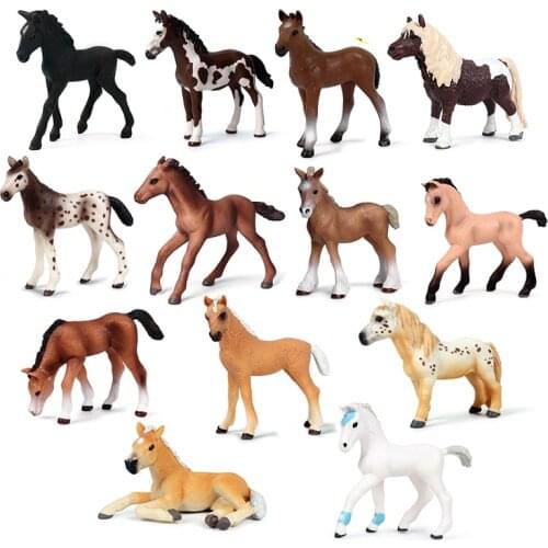Action&Toys Solid Simulation Wild Farm Ranch Animal PVC Mini Horse Pony Model Puzzle Toy Figure For Kid Gift Home Deco
