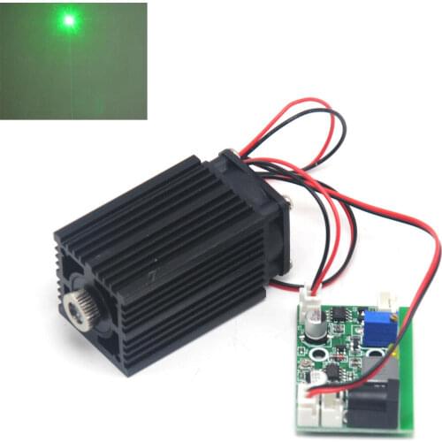 Focusable 532nm 80mW Green Laser Diode Dot Module 12V w/TTL & Driver Fan Cooling