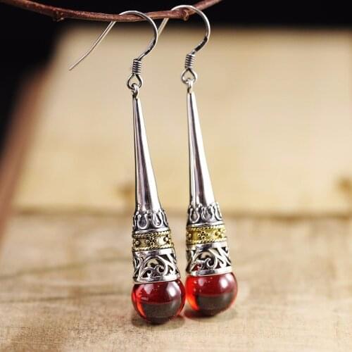 KJJEAXCMY fine jewelry 925 Sterling silver inlay garnet new style female - style earrings