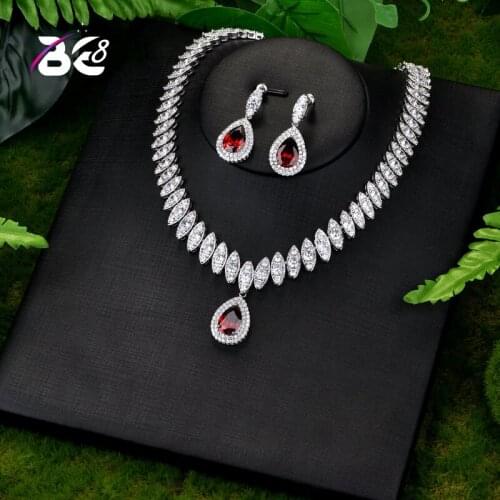 Be 8 Fashion AAA Red Cubic Zircon Jewelry Sets ,Earrings Necklace Bracelet Full Set Dress Accessories Bijoux Femme Ensemble S127