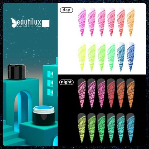 Beautilux Nail Art Luminous Lining Gel Soak Off UV Led Party Nails Design Elastic Drawing Nail Painting DIY Spider Gel 6g