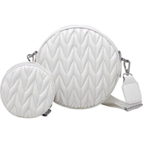 Circular Design Women Shoulder Bag Small Thread Ladies Handbags And Purse 2021 New Wide Strap Female Crossbody Bag 2 PCS/SET