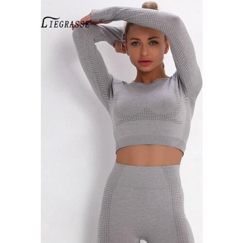 Gym Tank Top Women Sexy Sports Shirt Women Long Sleeve Gym Workout Breathable Running Yoga Shirt Dry Fit Top Crop Top Women