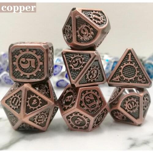 Rollooo DND Metal Dice 7-Die Set D4 D6 D8 D10 D% D12 D20 for Role Playing Games