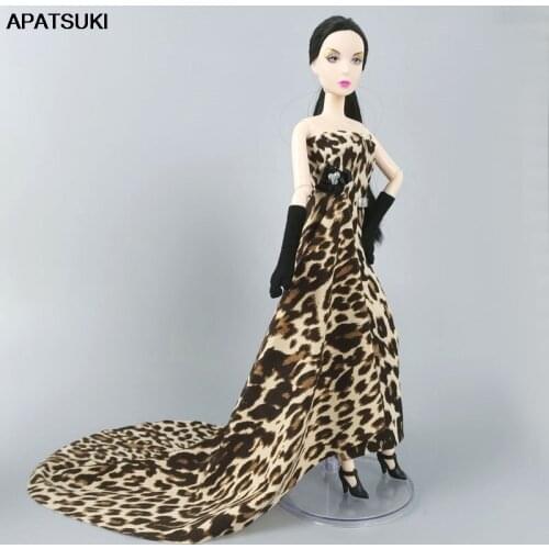 Leopard Fashion Doll Clothes For Barbie Doll Dress Outfits Gown Party Dresses For Barbie Dollhouse 1/6 Dolls Accessories Toy