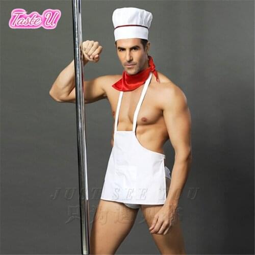 Mens Sissy Lingerie Exotic Apparel Chef Servant Apron Gay Uniform Erotic Cosplay Lingerie Set Adult Sex Product Sexual Costume