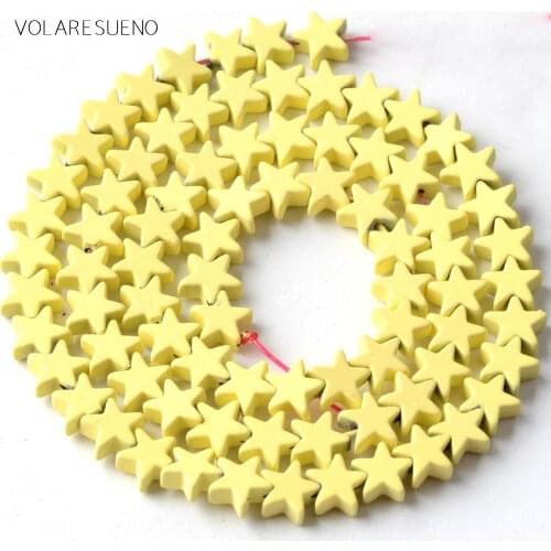 Natural Light Yellow Hematite Stone Rubber Five-pointed Star Beads For Jewelry Making 6mm Space Loose Beads Diy Bracelet 15"