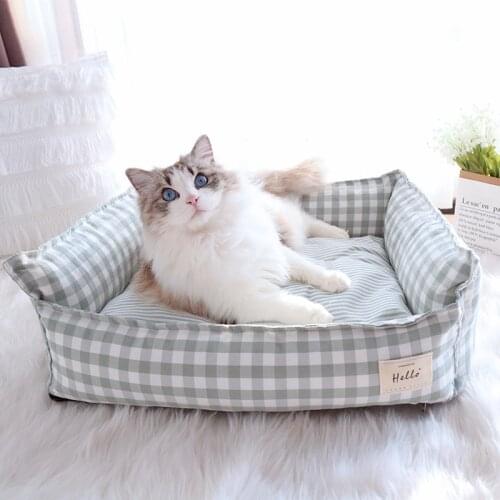 New Dog Kennel Removable and Washable All Seasons General Cat Kennel Small-medium Dog Bed Cat Bed Imitation Cotton Linen Pet Mat