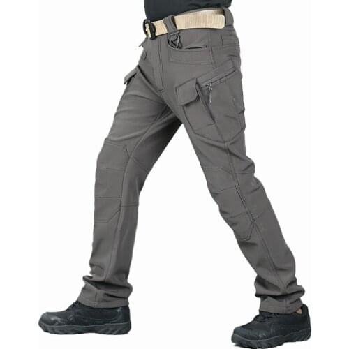 Autumn Winter Outdoor Tactical Pants Mens Loose Waterproof Velvet Multi-Pocket Training Trousers Wear-Resistant Combat Overalls