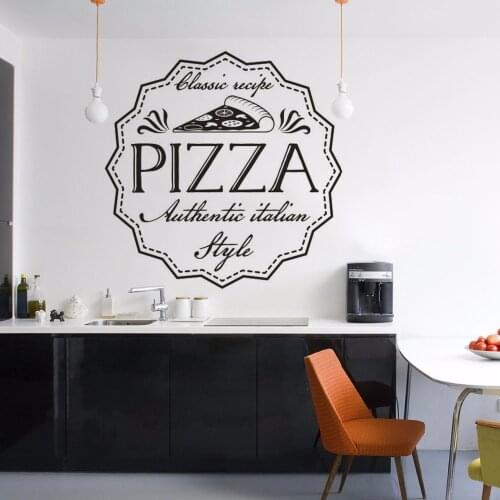 Pizza Classic Recipe Wall Sticker Italian Style Pizzeria Wall Art Poster Removable Restaurant Pizza Shop Window Murals AZ233