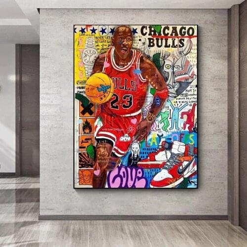 Black Basketball Star Bulls No. 23 Player Poster and Canvas Painting Home Decoration Art Painting(No Frame)