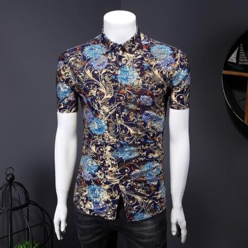 Plus Size 7XL 6XL 5XL Summer Holiday Style Short Sleeve Floral Shirts Men Clothing 2021 Simple Slim Fit Casual Camisas De Hombre
