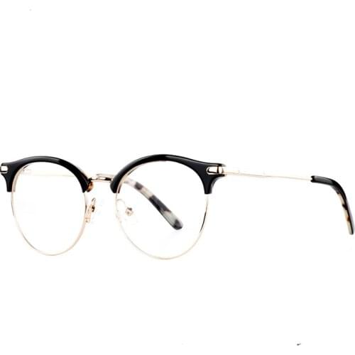 Retro Titanium Round Metal Glasses Frame Women Men Fashion Eyeglasses Optical Glasses Frame Myopia Acetate Spectacles Eyewear