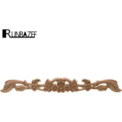 RUNBAZEF Wood Carved Decal Corner Onlay Applique Frame For Home Door Decor Furniture Decoration Ornaments Miniature Figurine