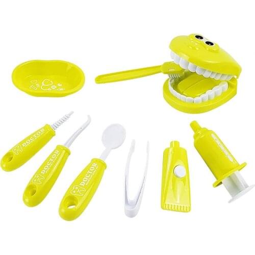 Dental Standard Teeth Kids Toy 9-Piece Dentist Toy Set Medical Simulation Medicine Chest Set for Kids Interest Development