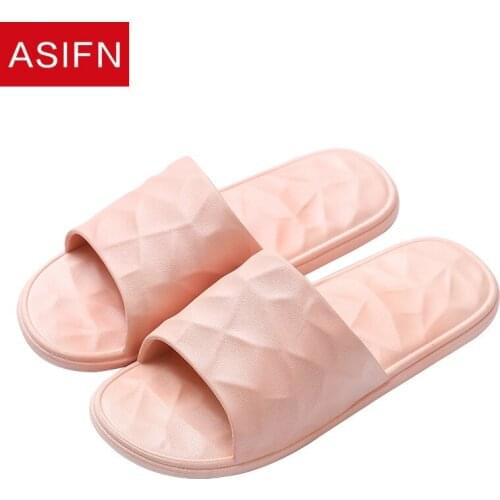 ASIFN Simple Women Men Slippers Non-slip Summer Bathroom Slides Couple Indoor Soft Bottoms Home Bath Male Wholesale Ladies Shoes