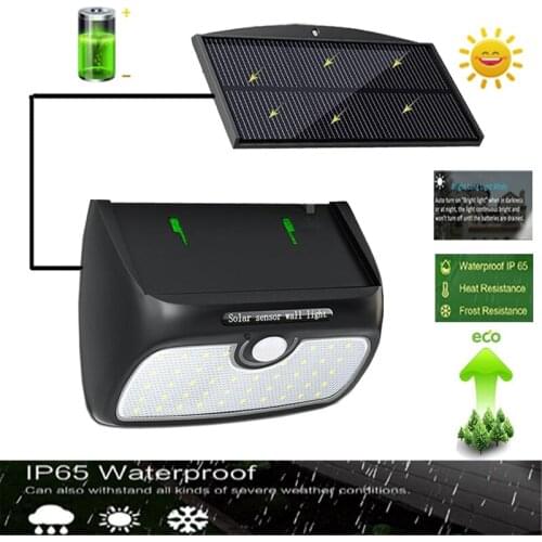 Upgarded 48 LED Solar Light Outdoor Waterproof 900 lumen PIR Motion Sensor LED Garden Wall Lamp Solar panels can be separated