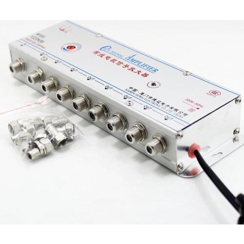 AC 220V 8 way 20db CATV VCR TV Antenna Signal Amplifier Booster Splitter 1 IN 8 OUT 45MHz~1000MHz