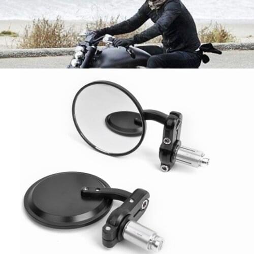 2Pcs Universal Motorcycle Mirror Aluminum Black 22mm Handle Bar End Rearview Side Mirrors Motorcycle Accessories