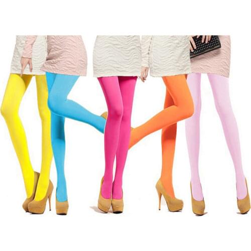Women Candy Color Autumn Winter Warm Tights Sexy Velvet Seamless Pantyhose Stretchy Long Stockings Black White Red 19 Colors