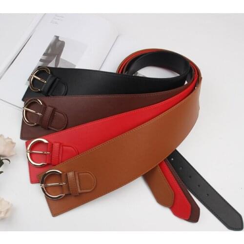 Women Cowhide Belt Stretch Wide Waistbands Real Cow Leather Fashion Winter Buckle Waistband Dress Cinturones Para Las Mujer 2021