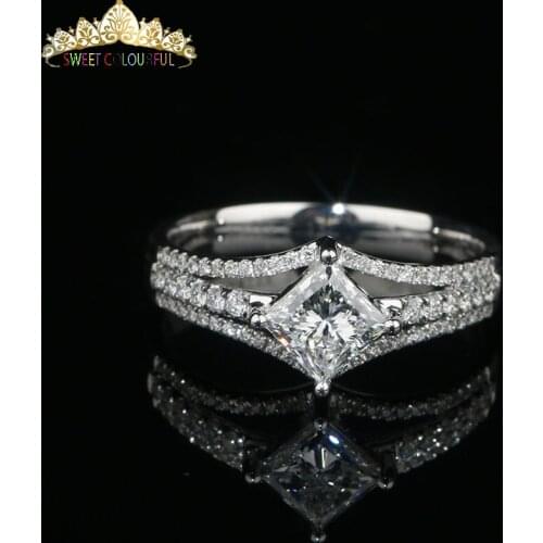 100% 18K 750Au Gold Moissanite Ring,Moissanite Engagement Ring, D color With national certificate MO-02