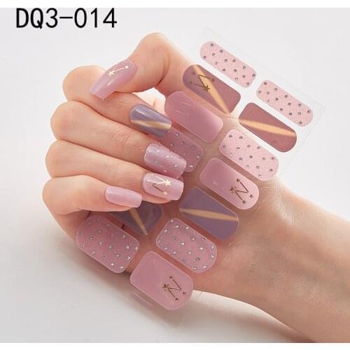 14pcs/sheet Glitter Gradient Color Nail Stickers Nail Wraps Full Cover Nail Polish Sticker DIY Self-Adhesive Nail Art Decoration