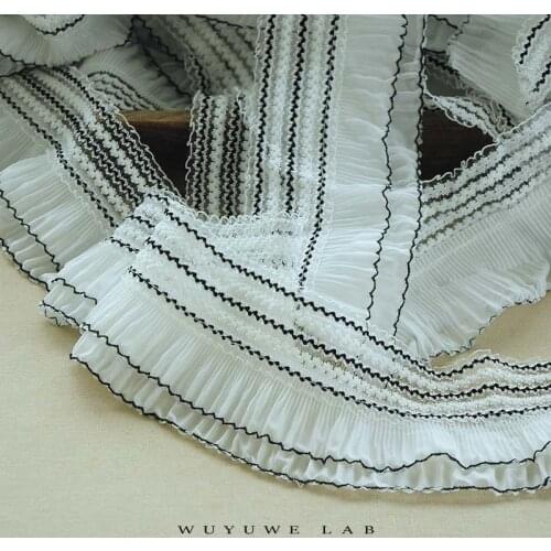 1M Luxury Chiffon White Black Color Matching Elastic Stretch Lace Trims Fabric for DIY Dress Collar Applique Sewing Wide 10.5CM