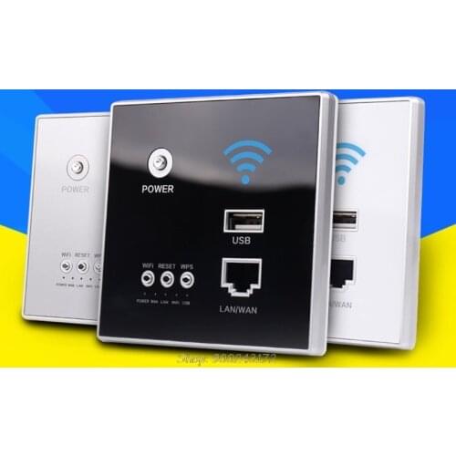 300Mbps 220V Power AP Relay Smart Wireless WIFI Repeater Extender Wall Embedded Router Panel USB Socket N03 20 Dropship