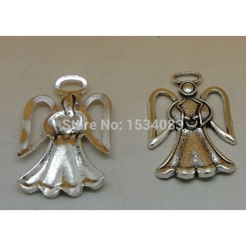Free shipping Best selling Big skirt Athena Angel Aura charm pendant 2pcs 46*31mm antique silver fit necklace diy metal jewelry