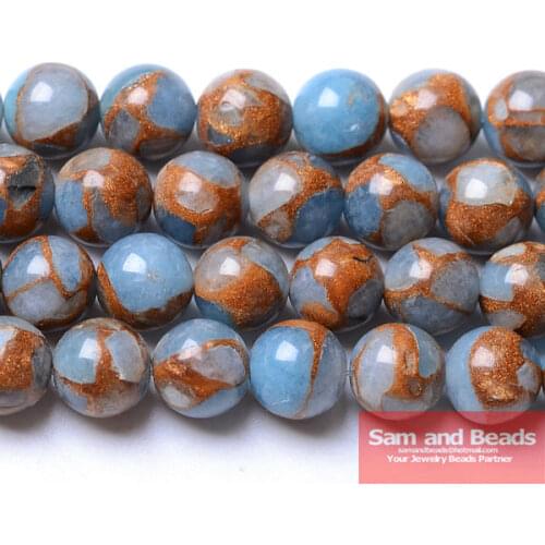 Free shipping Natural light blue gold colored Nepal Stone Beads 16" 6 8 10MM Pick Size For Jewelry Making NBE01