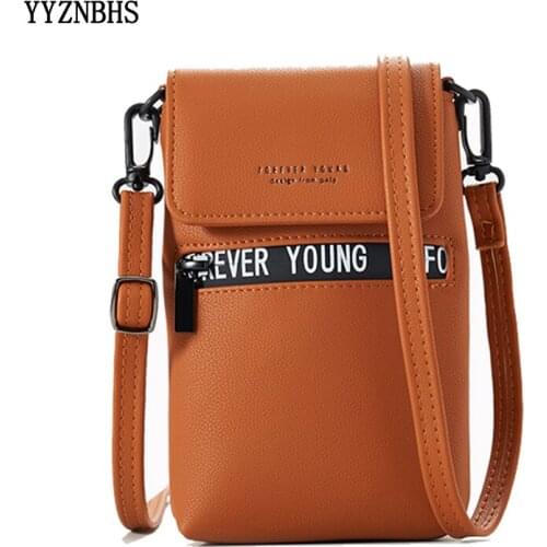 Brand Lady Cell Phone Bag Shoulder Pocket Wallet Pouch PU Leather Crossbody Bags For Women Cell Phone Purse Shoulder Strap Bag