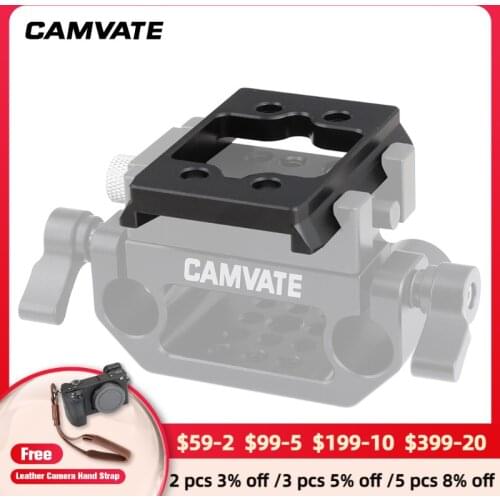 CAMVATE Manfrotto Style Quick Release Base Plate Adapter With 1/4" Mounting Points For DSLR Camera Cage Rig C2287