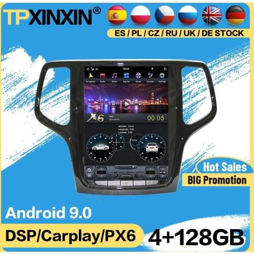 Carplay Tesla 128G Radio Android For Jeep Grand Cherokee 2010 2011 2012 2013 2014 2015 2016 2017 2018 GPS Player Audio Head Unit