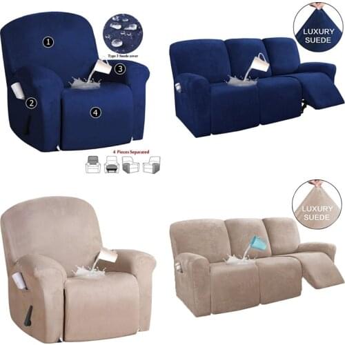 4Pcs/Set Recliner Cover All-inclusive Massage Lounger Sofa Covers Spandex Lounge Single Seat Couch Slipcovers Armchair Cover